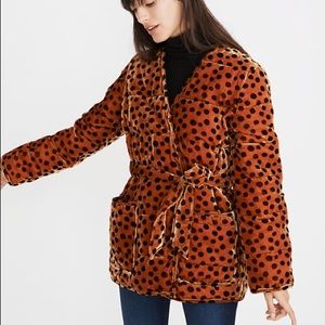 NEW Madewell Velvet Quilted Wrap Jacket Leopard